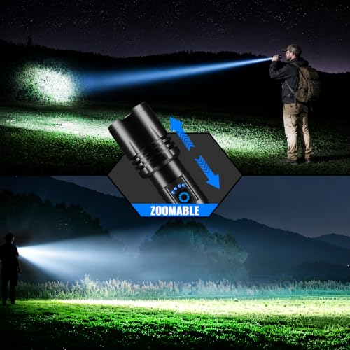 Super Bright Rechargeable LED Flashlight 99000LM, Waterproof, 5 Modes, 1500m Beam