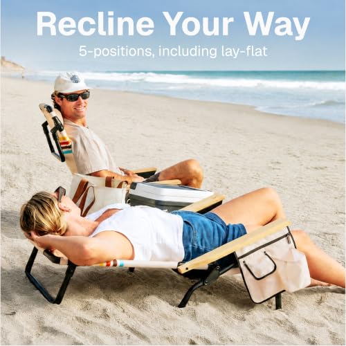 GoSports Outdoors WOVN Drifter Premium Reclining Beach Chair - Foldable, Adjustable, Backpack Strap