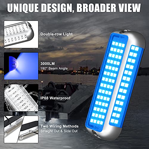 BASIKER BS4 Marine LED Underwater Boat Lights - 2 x 3000LM, Blue, IP68 Waterproof, Model BS4 BL
