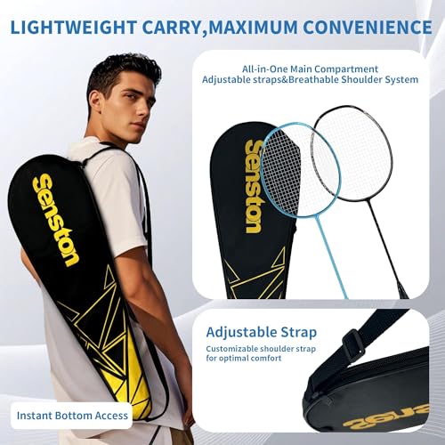 Senston N80 Carbon Fiber Badminton Racket Black+Blue, 79g Lightweight Set