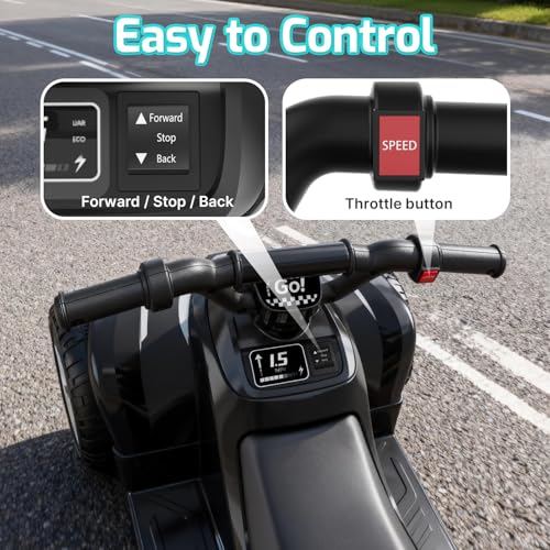 Gotrax Ride-On Toy for Toddlers with 12V Battery - Black, 1.5MPH, 80 Min Play