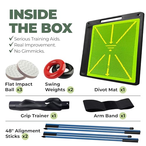 6-in-1 Golf Swing Trainer Set with Divot Board & Alignment Sticks - Indoor & Outdoor Practice Aid