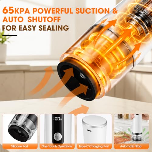 Rechargeable Handheld Vacuum Sealer for Food - Cordless, Auto Shut-Off, Wet & Dry Sealing