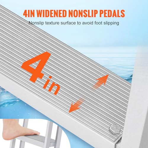 Removable 4-Step Dock Ladder - 350 lbs Capacity for Pontoon Boats