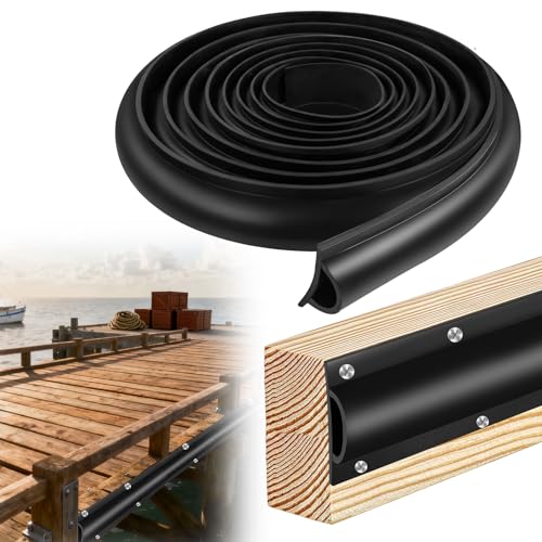 26ft Black Boat Dock Bumpers with Mounting Screws - Piling & Pier Rub Rail Guard