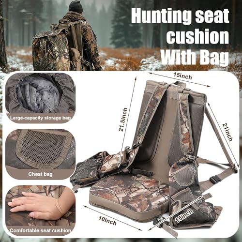 Remagr Turkey Hunting Chair with Camo Backpack & Heated Seat - Ground Ground Seat Cushion Set for Men
