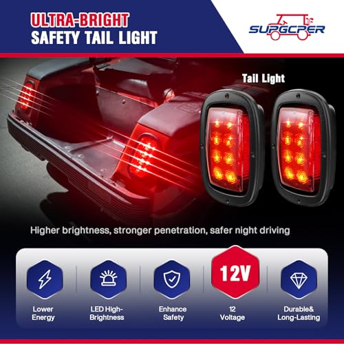 12V Golf Cart LED Light Kit for Club Car DS 1993-Up Street Legal Headlights & Taillights