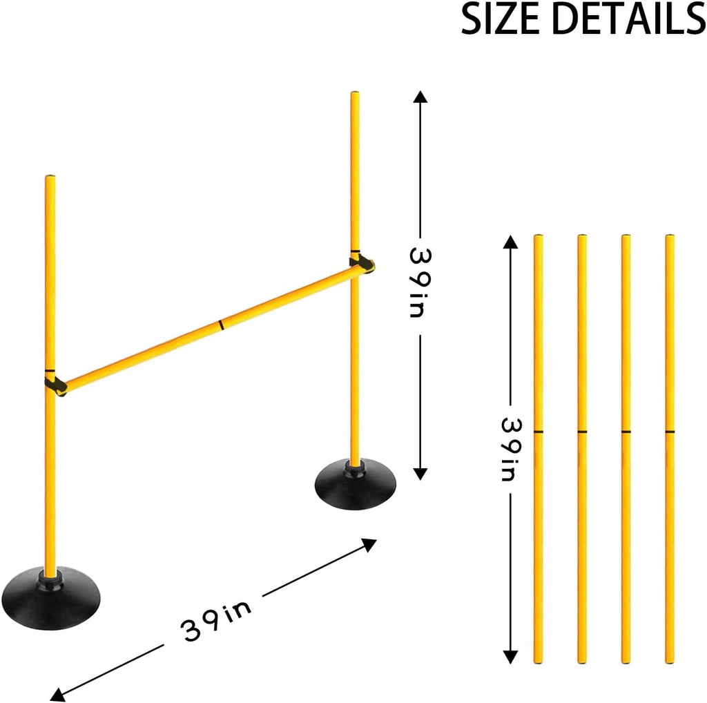 Skiennix Adjustable Height Agility Hurdle Set - Multi-Function Soccer Training Poles with Rubber Base