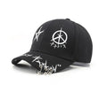 Unisex Black & White Baseball Cap-Hip Hop, Gothic, Punk Rock Streetwear Snapback Hat-Adjustable Funny Hat (Black with Rings)