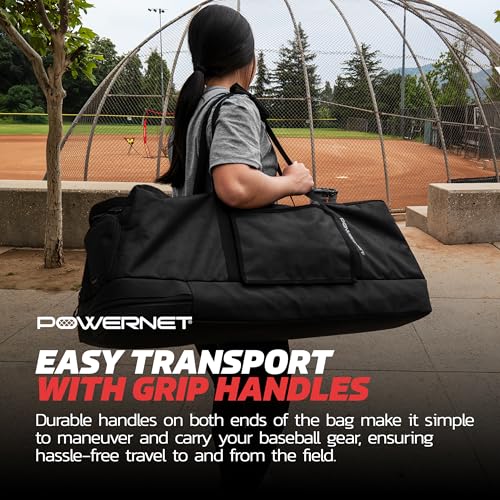 PowerNet Pro Bat Vault Duffle Bag for Baseball & Softball Gear with Removable Bat Sleeve