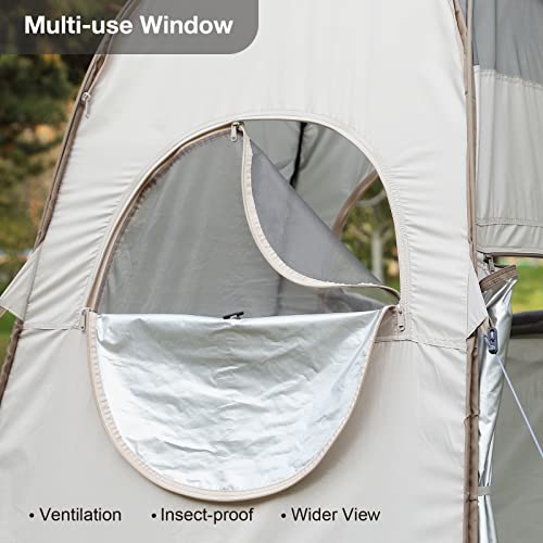 Green Pop Up Shower Tent with Mesh Window and Privacy Features - 6.9 ft