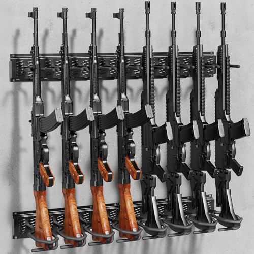 8-Slot Heavy Duty Wall Gun Rack for Rifles & Shotguns - Secure Display