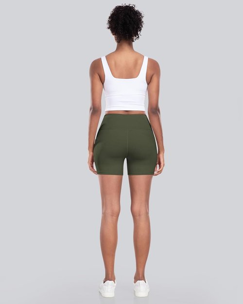 CHRLEISURE Women's Biker Yoga Shorts - High Waisted Tummy Control, 5-Inch Spandex Athletic Shorts