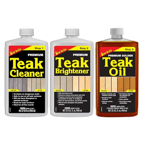 STAR BRITE 32 OZ Teak Care Kit - Restore & Protect Decks, Furniture & Boats