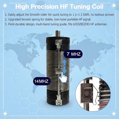 HF Antenna Induction Loading Coil with Sliding Tuner for Portable Radio Systems