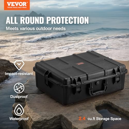 VEVOR Waterproof Hard Case 24.41x19.29x8.86in Heavy Duty Travel Protective Box