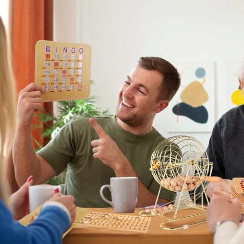 GSE Deluxe Bingo Game Set with 100 Cards and Brass Cage – Large Family & Party Bingo