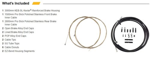 Jagwire PCK200 Pro Road Brake Cable Kit, Black, Shimano/SRAM
