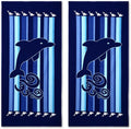 Skiennix Microfiber Beach Towels - Quick Dry & Sand Proof, 30"x60", Dolphin Design (2-Pack)