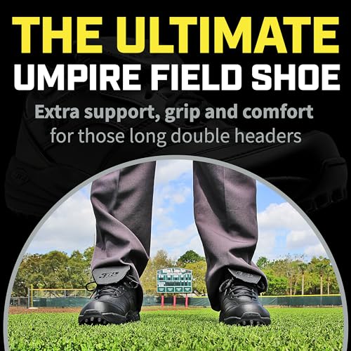 3N2 Reaction Low Turf Umpire Shoes - Wide Fit, Leather, Comfortable for Baseball Officials