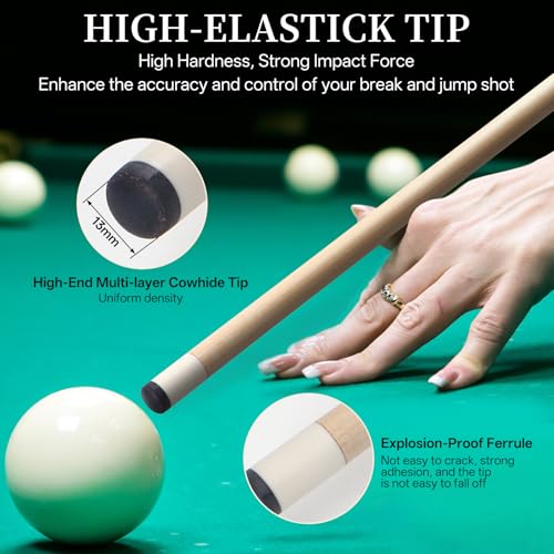 Kmise Canadian Maple Pool Cue Set - 8A Low Deflection 58-Inch Billiard Sticks, Set of 5