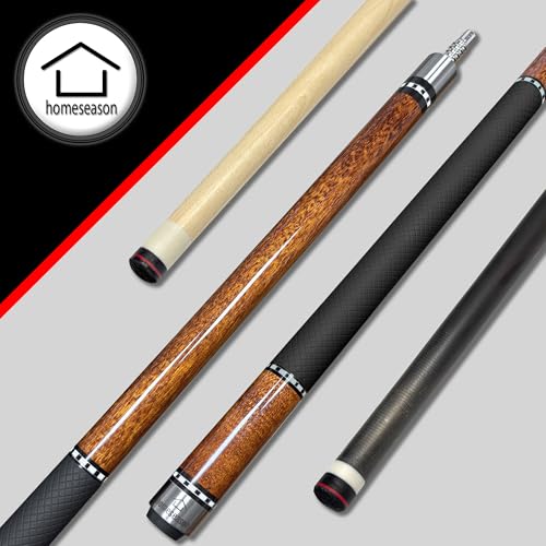 HomeSeason 3-in-1 19oz Carbon Fiber & Maple Wood Pool Cue Stick - Brown, 58" Professional Billiard Cue with Screw-In Extension & Leather Case