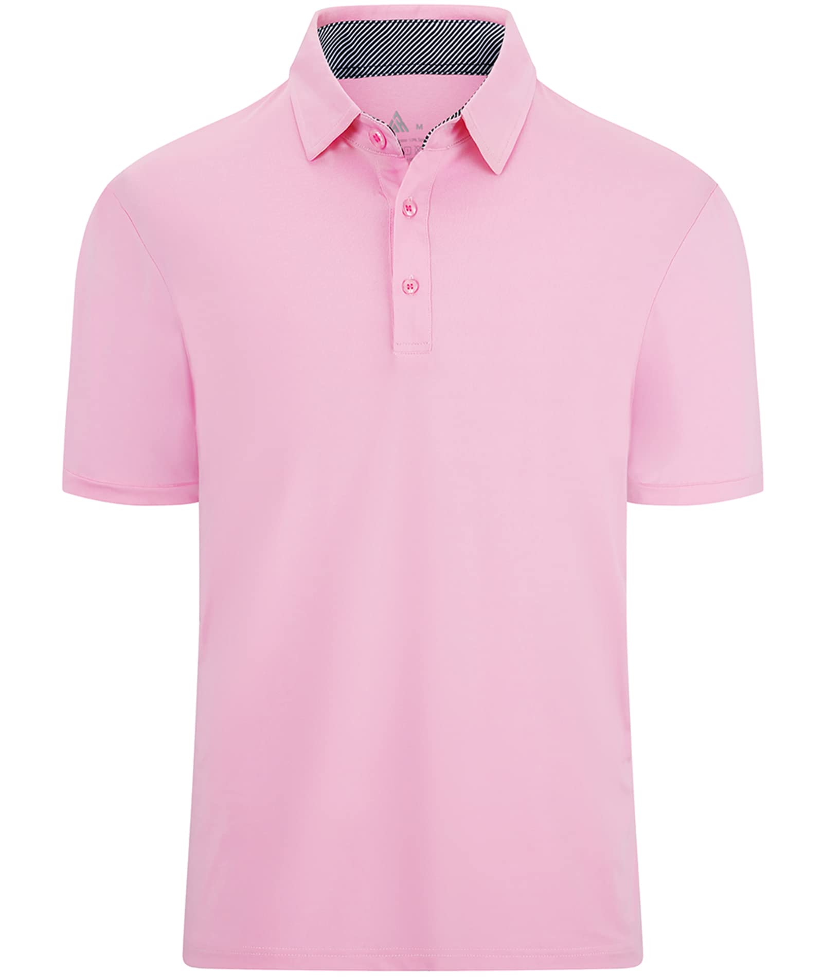 ZITY Mens Golf Shirt Short Sleeve Sport Moisture Wicking Performance Print Golf Polo Shirts for Men Collared Casual T-Shirt Pin Large Pink