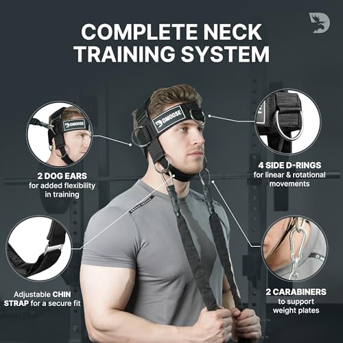 DMoose Fitness Black Plus Neck Harness for Weight Lifting with Support Strap