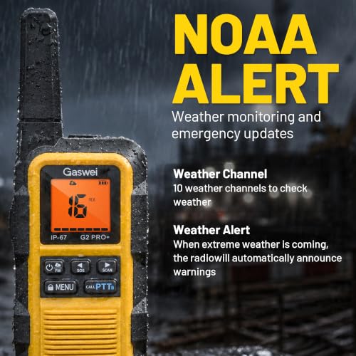 Gaswei G2pro+ Waterproof Floating Walkie Talkies 2 Pack - Long Range, Yellow