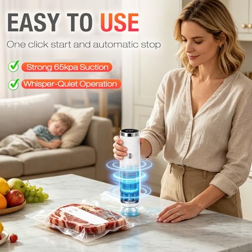 Handheld Food Vacuum Sealer with 30 Reusable Bags - Portable & Battery-Powered