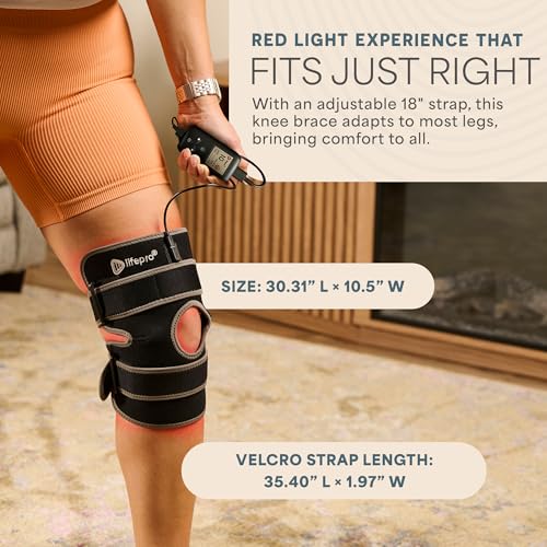 Gray LifePro Biorecover Red Light Knee Therapy Wrap - Dual Spectrum, Hands-Free, One Size