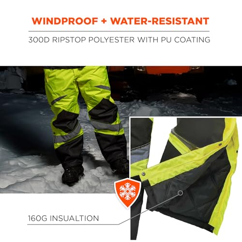 Ergodyne GloWear 8928 Lime Medium Insulated High-Visibility Bib Overalls