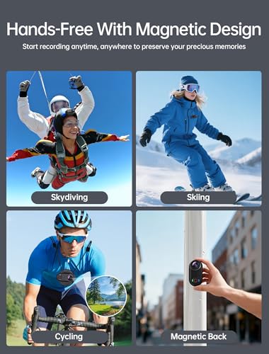 Ahlirmoy 4K Mini Body Action Camera Waterproof 64GB for Sports & Vlogging - Black