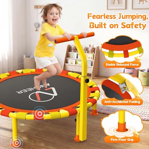 ANCHEER 38'' Kids Trampoline with Handle - Foldable Mini Indoor Jumping Mat (Orange)
