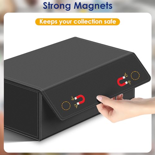 1200+ Card Deck Case Black Leather Magnetic Storage for Trading Cards