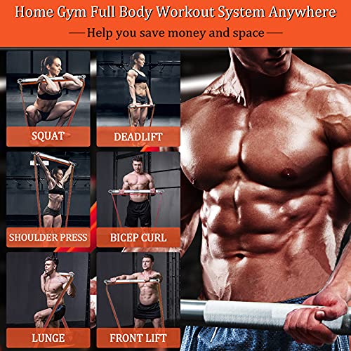 75cm Resistance Bar Set for Home Gym - 500LB Total Resistance & 4 Stackable Bands