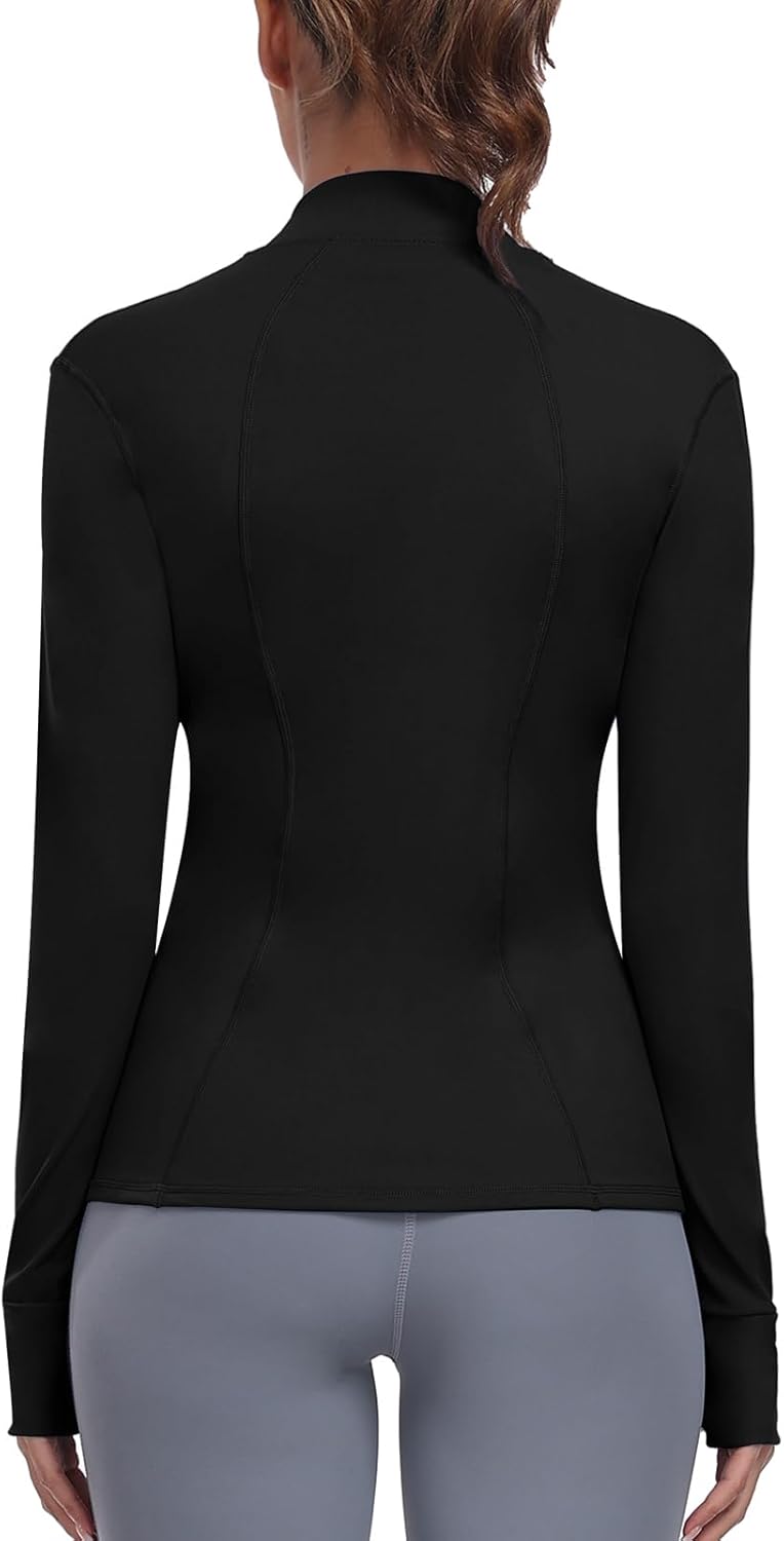 Skiennix Women's Athletic Full Zip Jacket - Lightweight, Slim Fit Workout Wear with Pockets & Thumb Holes