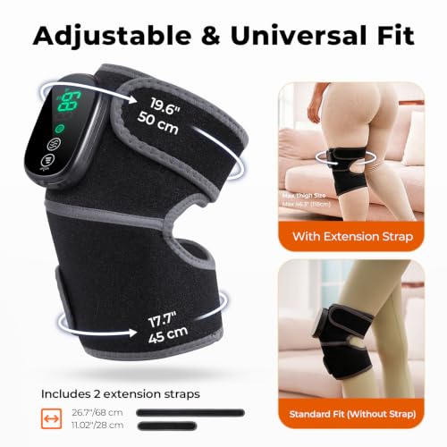 Cordless Heated Knee Massager 3-in-1 Wrap - Black & Gray, 2 Pieces