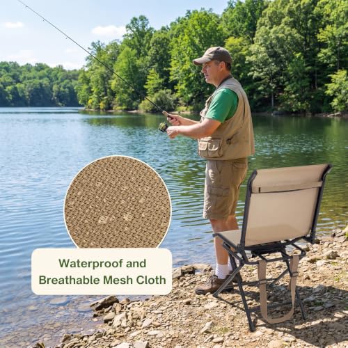 Brown Hunting Chair with Swivel Base - 360° Silent Folding Blind Seat, Waterproof & Portable, Without Armrest