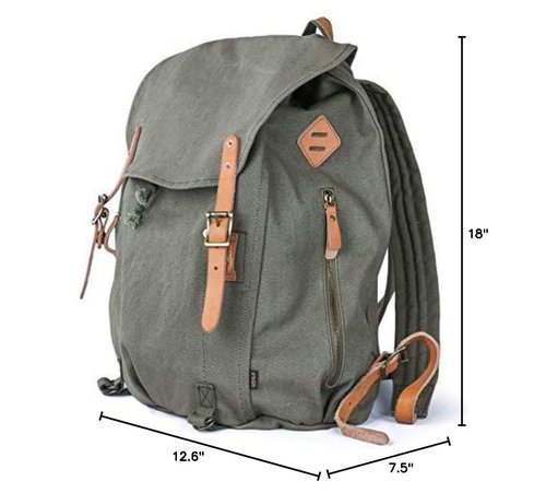 Gootium Canvas Backpack - Vintage Military Rucksack Travel Dayack, Green