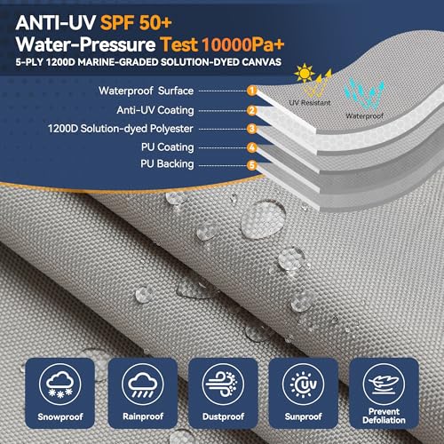 Nukugula Waterproof Boat Cover 17-19ft V-Hull Tri-Hull for 96" Beam, Gray