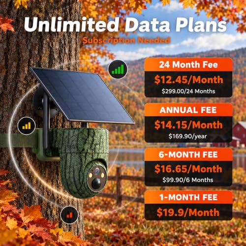 SEHMUA 4G LTE Cellular Trail Camera 360° Panoramic 2K Night Vision Solar Pack of 2 Camouflage Green