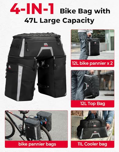 KEMIMOTO Bicycle Panniers Combo 4-in-1 with Cooler Bag Waterproof Rain Cover