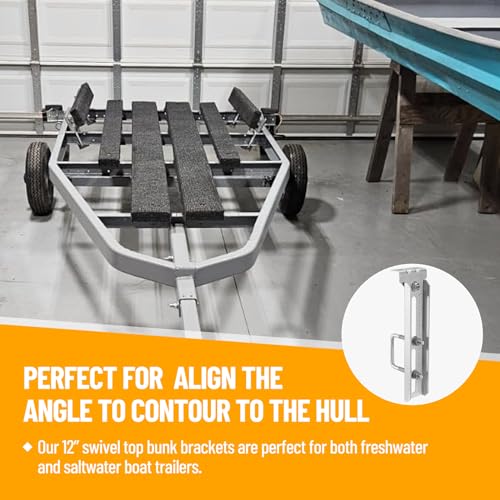 12-Inch Galvanized Boat Trailer Bunk Brackets for Crossmembers - Racewill