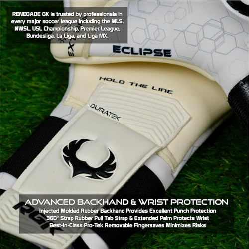 Renegade GK Eclipse Phantom Goalkeeper Gloves - Level 5, Adult & Youth, 9 Size, Fingersave, Max Grip & Comfort