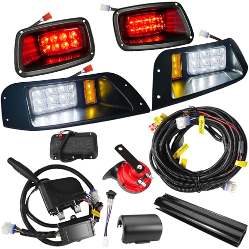 Golf Cart LED Headlight & Taillight Kit for EZGO TXT 1996-2013 with Turn Signal Horn
