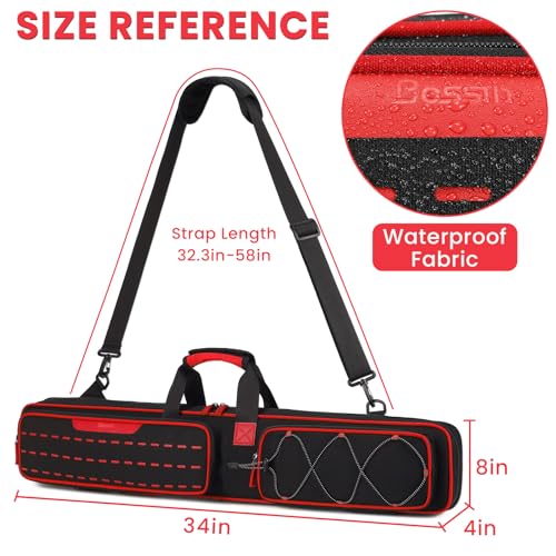 Red Pool Cue Case 3x4/5x5 Stick Bag with Accessories Pockets - BOSSTIN