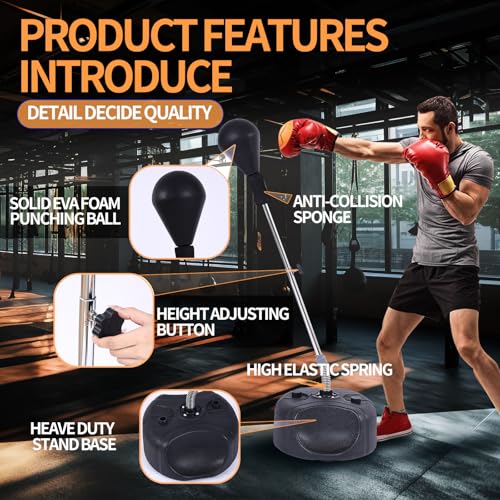 Pro Adjustable Punching Bag with Stand - Heavy Duty Speed Bag for Boxing & Fitness