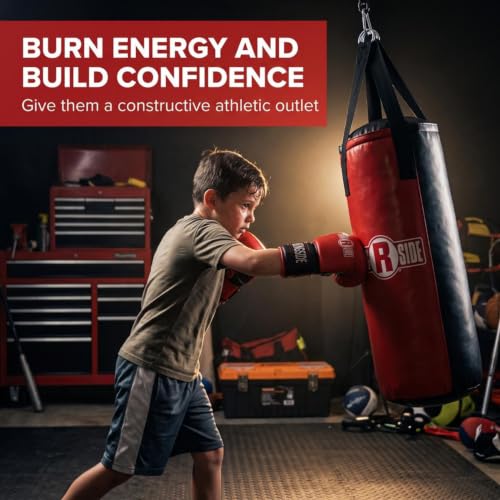 Youth Heavy Bag Kit with Gloves & Mounting Hardware - 40 lb Boxing Set for Kids