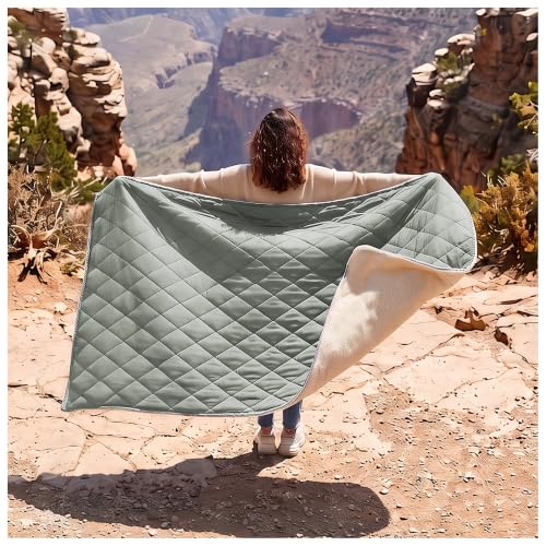 HeatEase Battery Operated Heated Blanket Throw Shawl Poncho - Light Gray 50"x70"